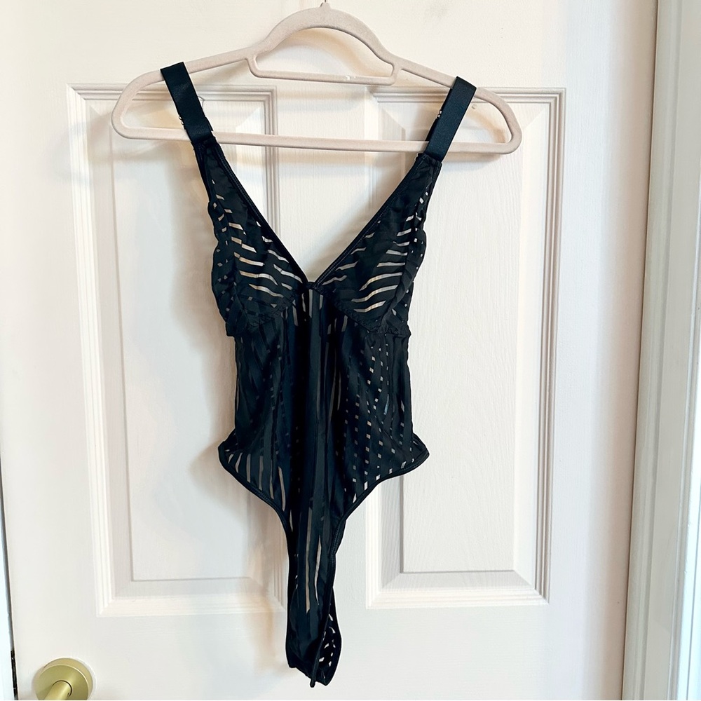 NWOT Black striped bodysuit